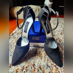 Stuart Weitzman Gloachilles Black and Rhinestone Pumps